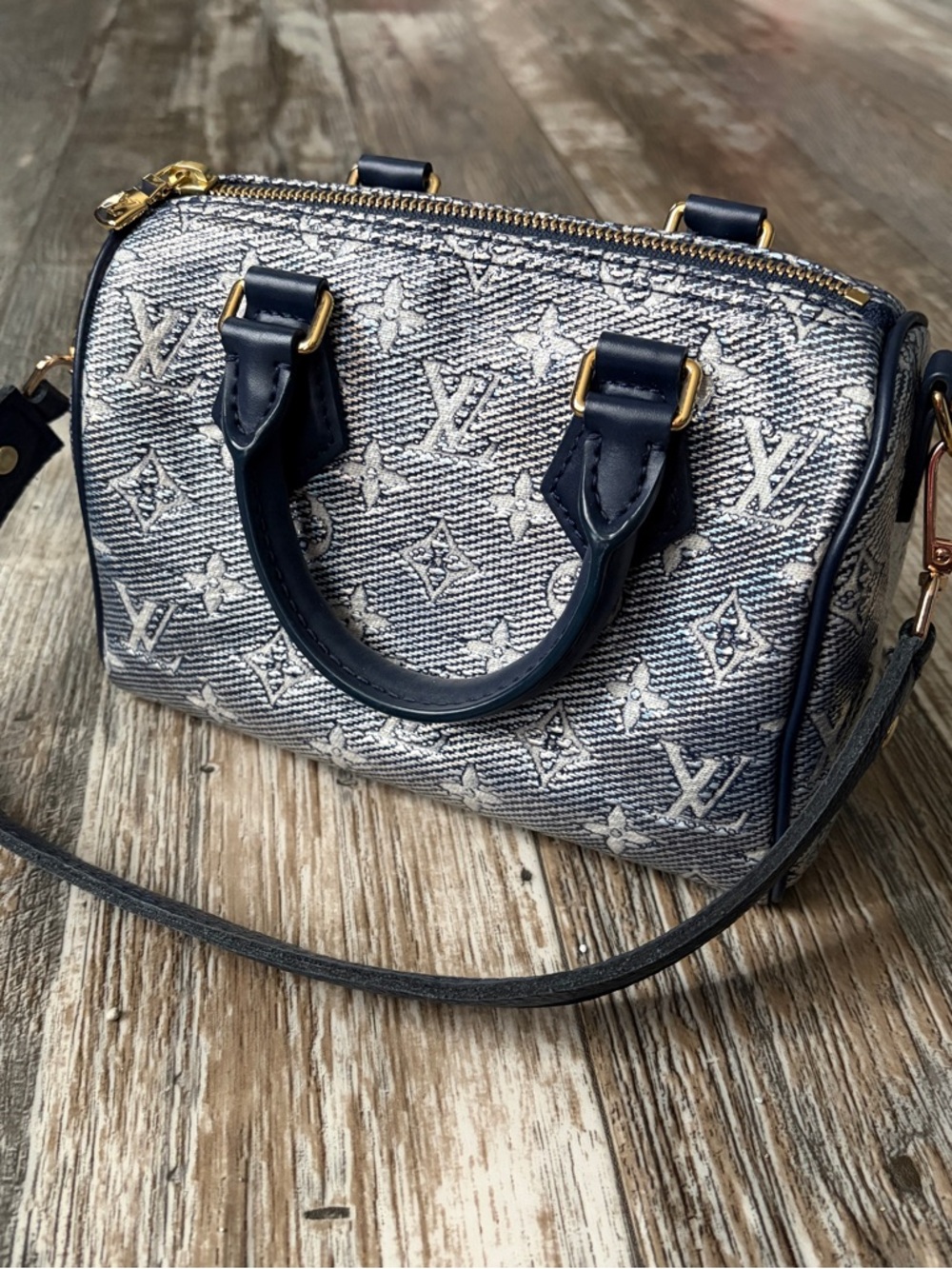 Louis Vuitton Blue Monoglam Speedy 20